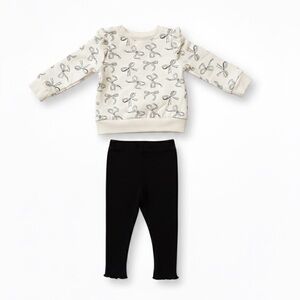 Badgley Mischka White Sweater with Black Bow Design